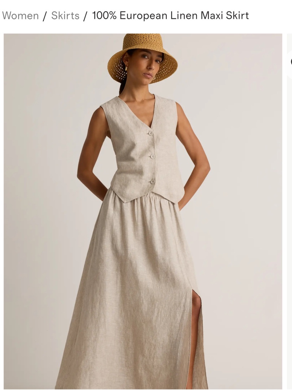 Quince 100% European Linen Maxi Skirt in Natural Beige